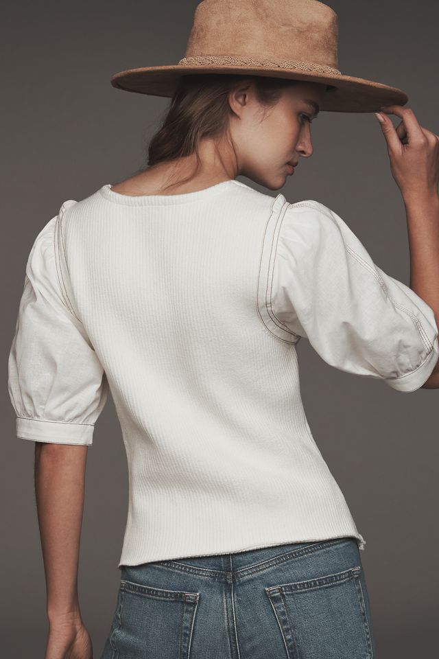 Pilcro Puff-Sleeve V-Neck Cardigan Sweater #1