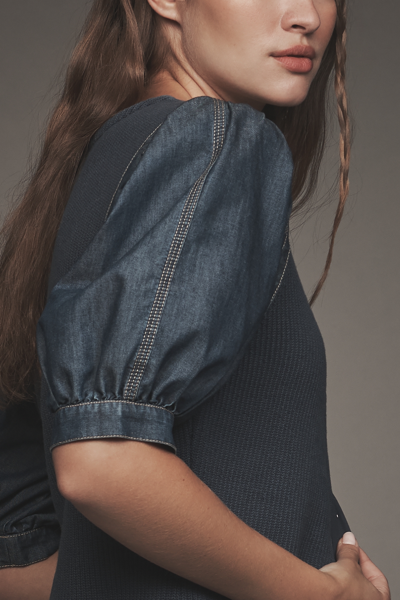 Pilcro Puff-Sleeve V-Neck Cardigan Sweater