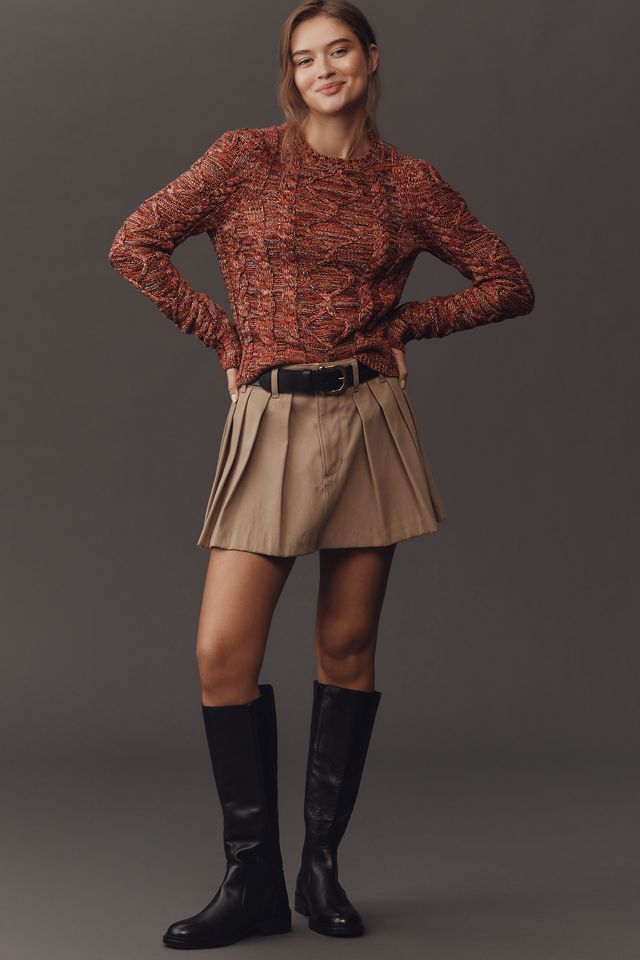 Maeve Cable-Knit Puff-Sleeve Sweater #3