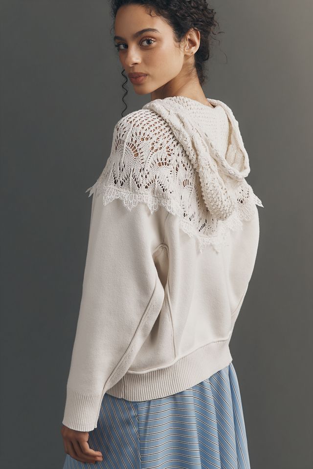 By Anthropologie Lace Trim Hoodie | Anthropologie