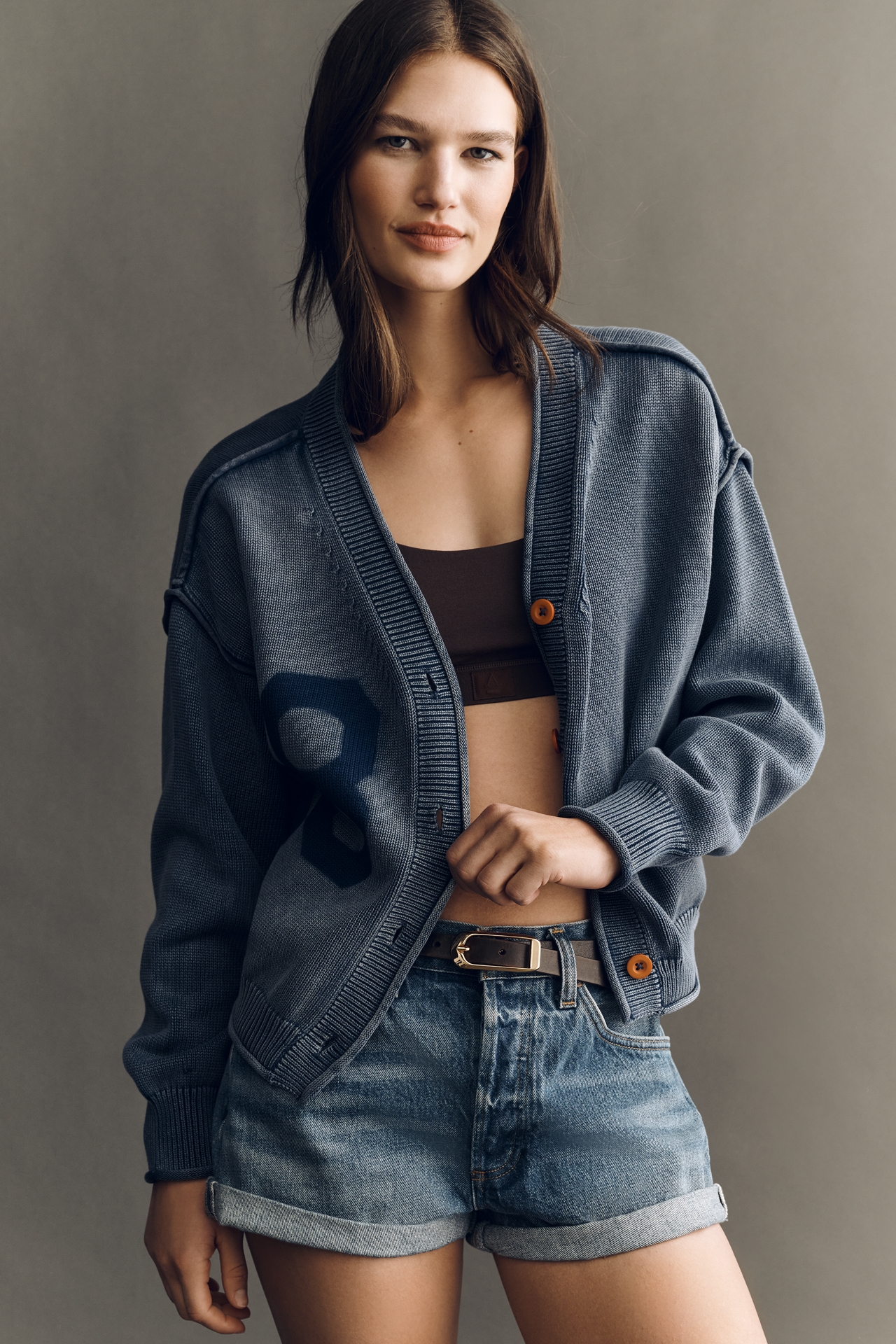 Pilcro Long Sleeve Cotton V Neck Cardigan Sweater