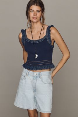 Pilcro Cropped Ruffled Tank