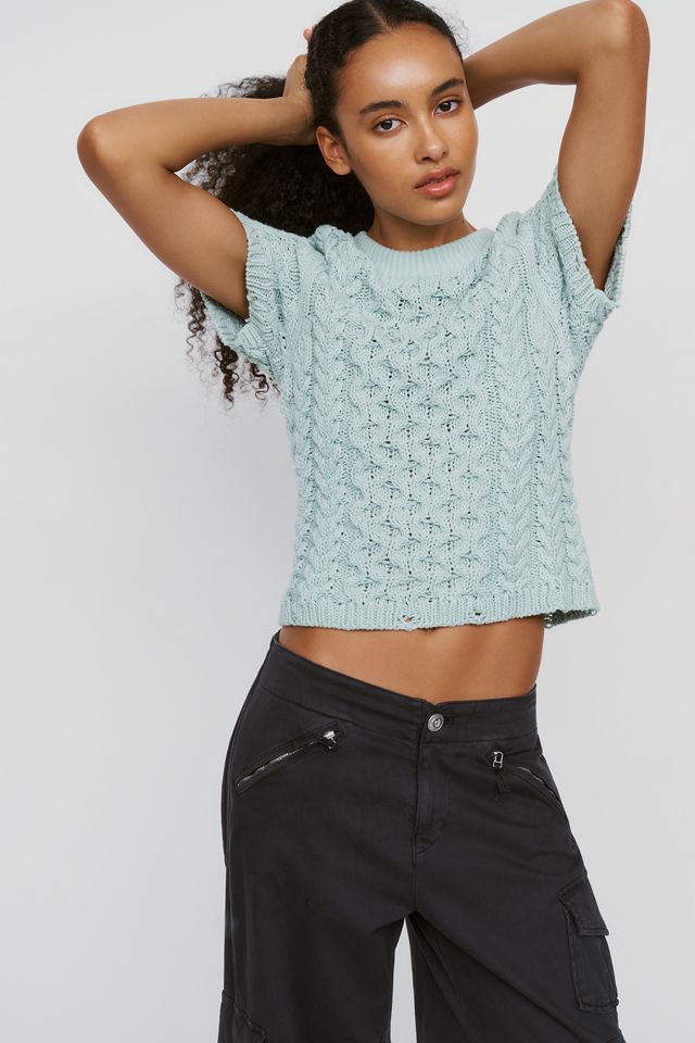 By Anthropologie Cable-Knit Short-Sleeve Sweater #1