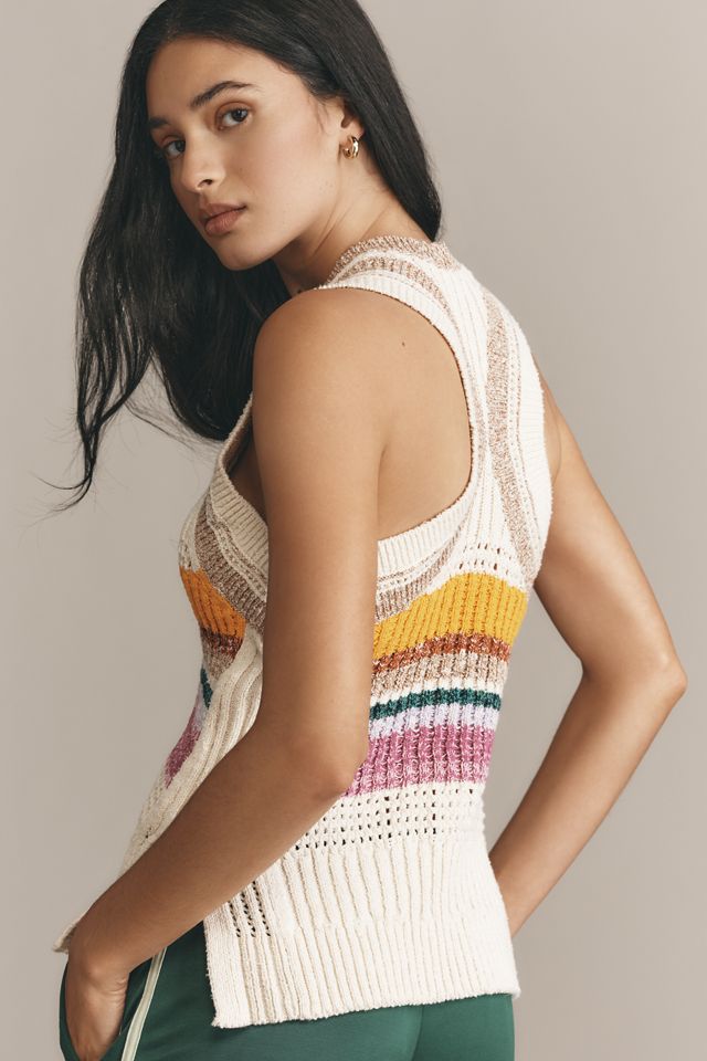 Pilcro V-Neck Retro Stripe Sweater Tank #1