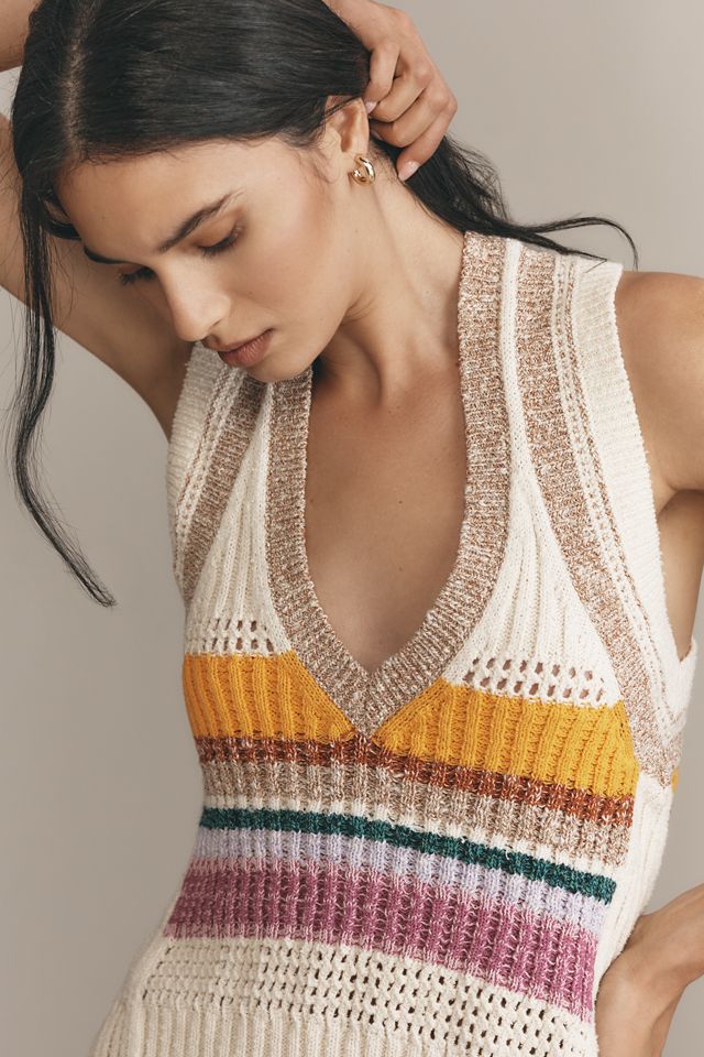 Pilcro V-Neck Retro Stripe Sweater Tank #3