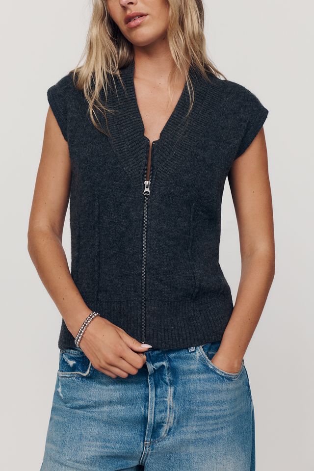 Pilcro Short-Sleeve Two-Way Zip Cardigan Sweater #1