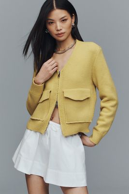 RAISONNEL Ribbed Zip-Front Cardigan