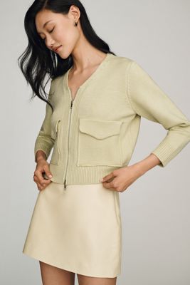 RAISONNEL Ribbed Zip-Front Cardigan