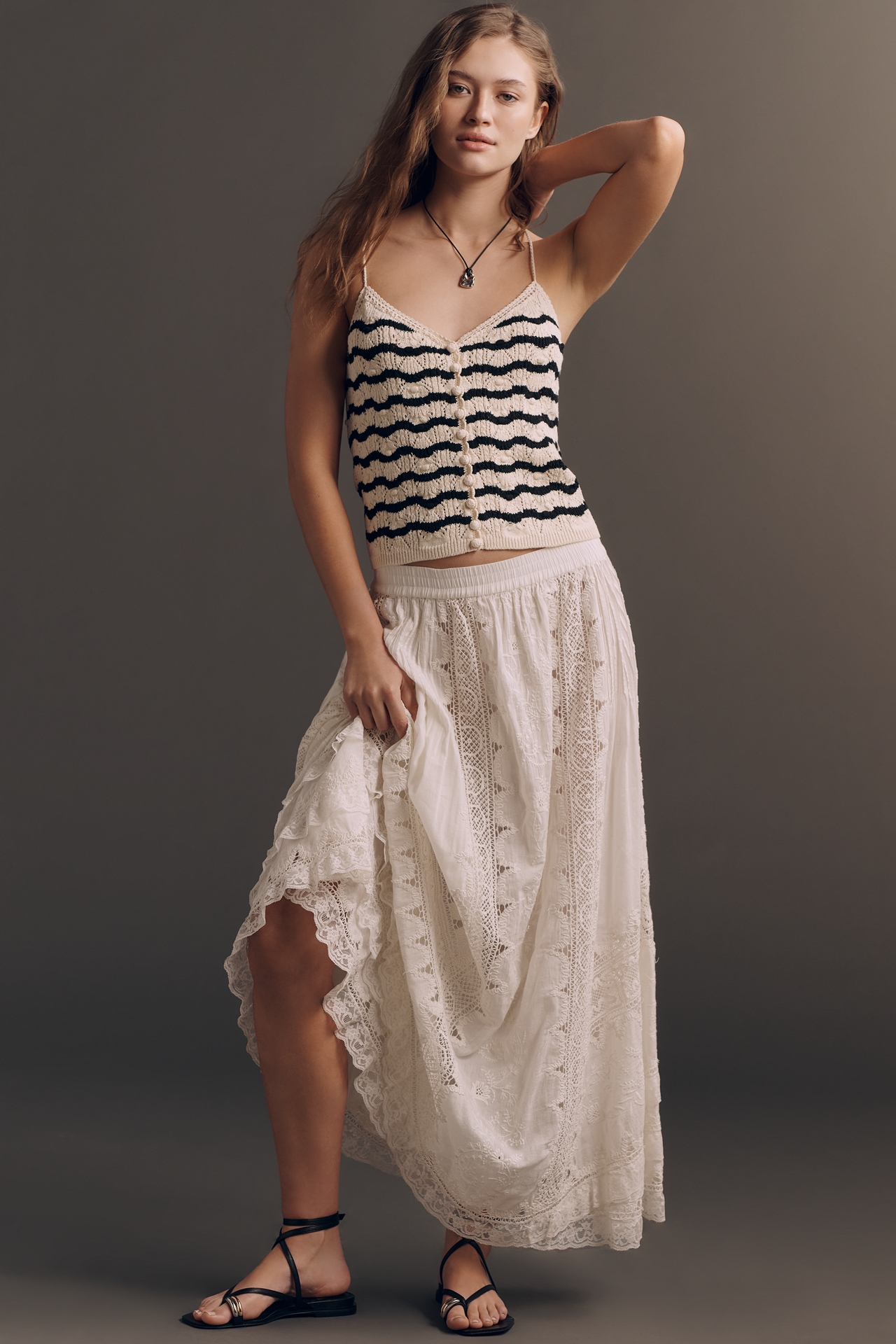 RAISONNEL V-Neck Striped Tank Top