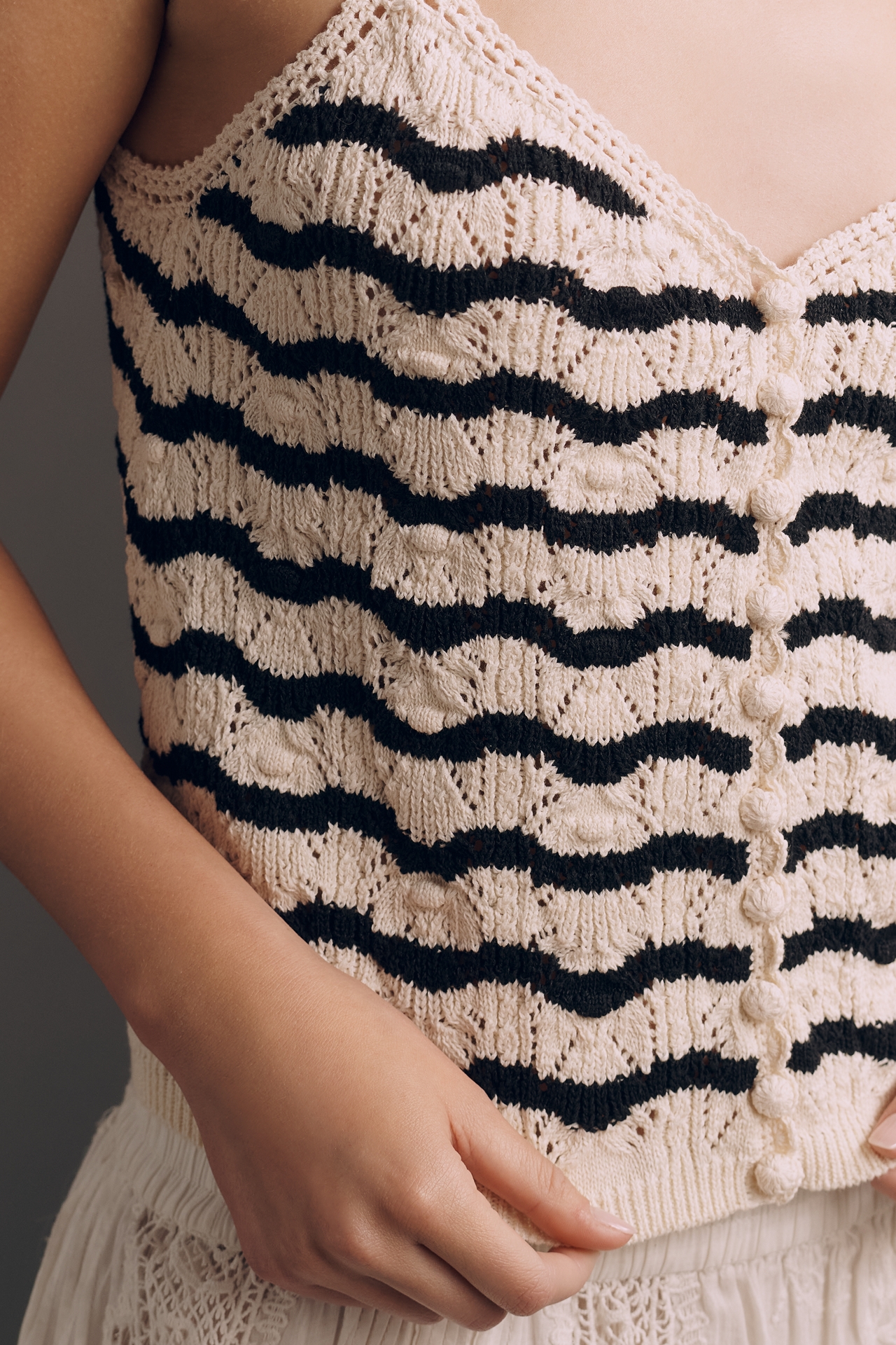 RAISONNEL V-Neck Striped Tank Top