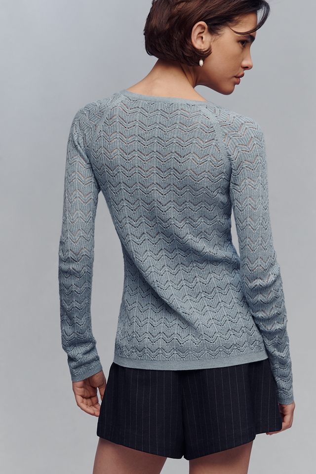 RAISONNEL V-Neck Pointelle Cardigan | Anthropologie