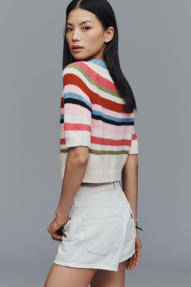 RAISONNEL Wool Blend Short-Sleeve Sweater #1