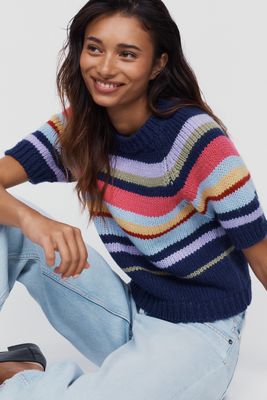 RAISONNEL Wool Blend Short-Sleeve Sweater