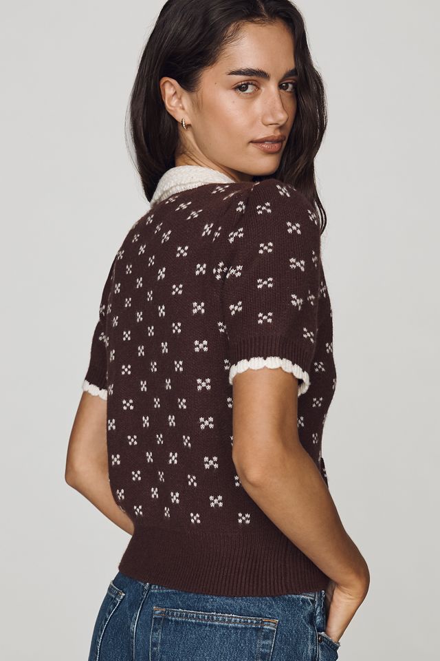 RAISONNEL Short-Sleeve Collared Cardigan #1