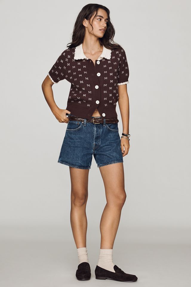 RAISONNEL Short-Sleeve Collared Cardigan #2