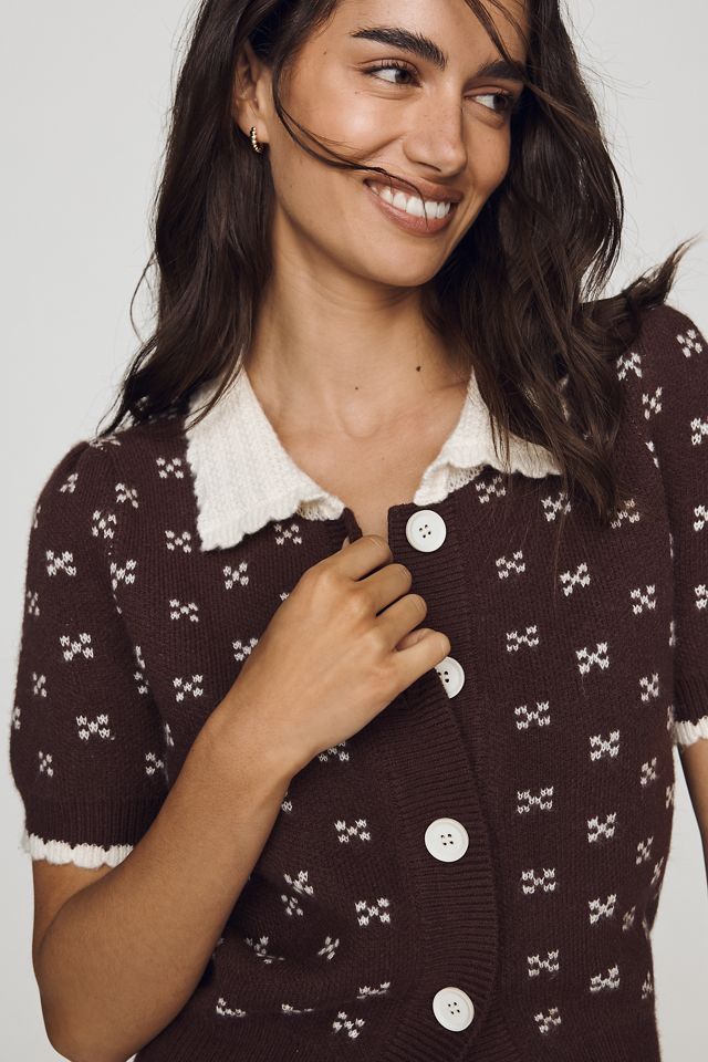 RAISONNEL Short-Sleeve Collared Cardigan #3