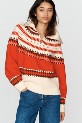 RAISSONEL Fair Isle Half Zip Sweater by Anthropologie