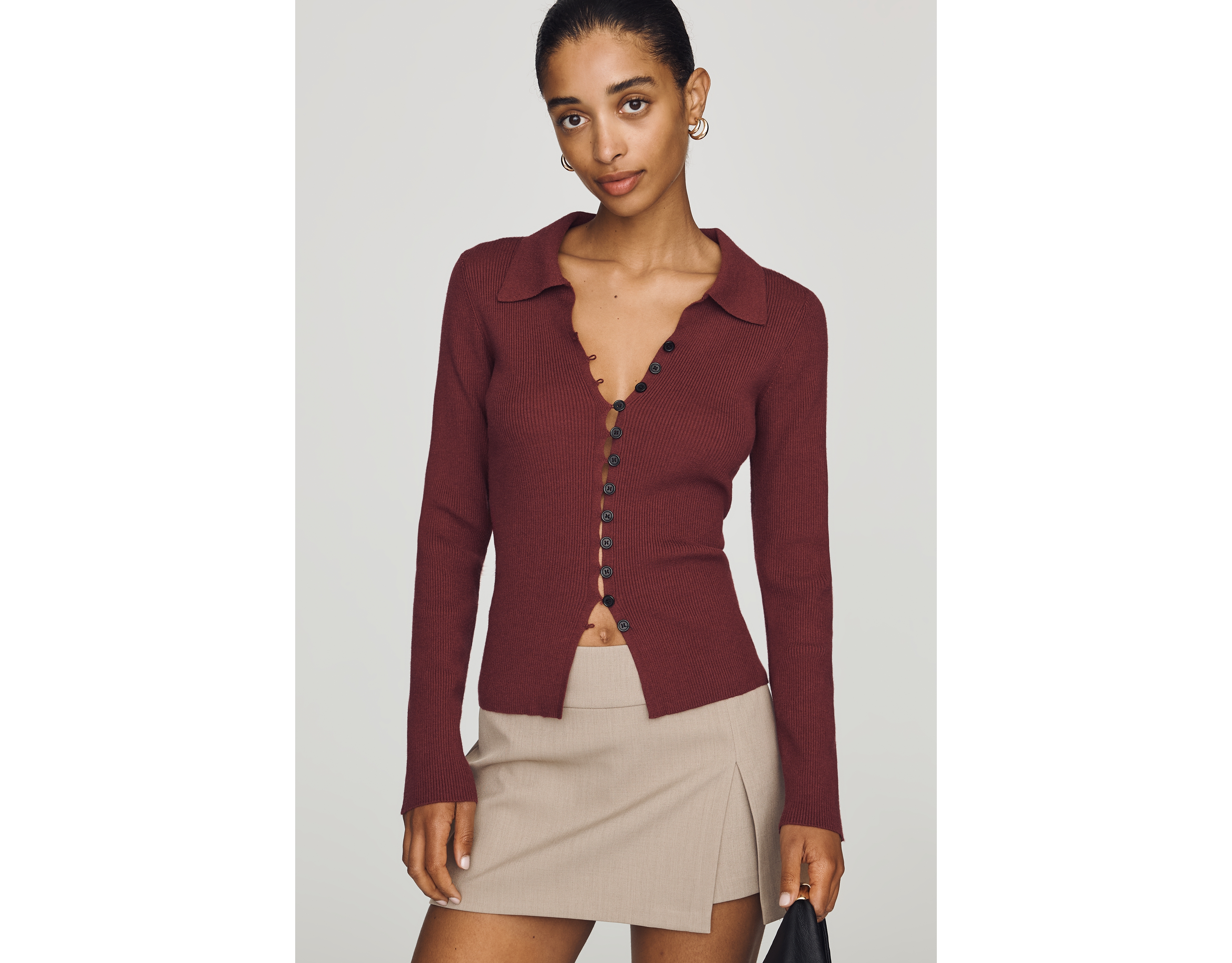 RAISONNEL Collared Long-Sleeve Sweater