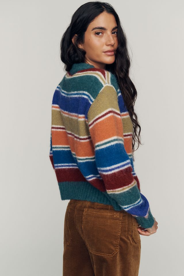RAISONNEL Striped Crew Cardigan #1