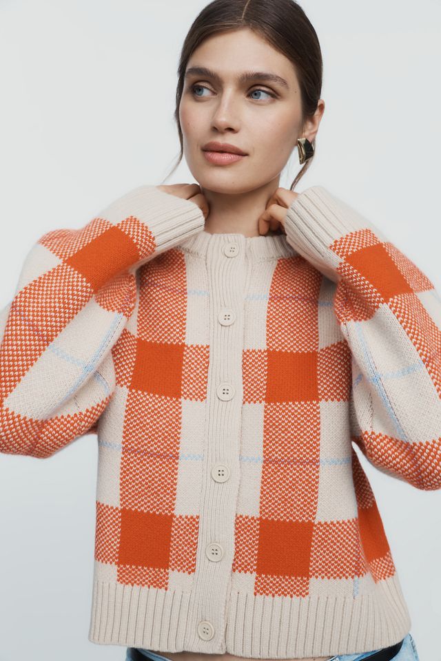 The Tiny Big Sister 100% Merino Wool Plaid Cardigan #3
