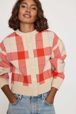 Cardigan a Quadri in Lana 100% The Tiny Big Sister
