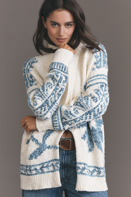 PILCRO FOLDED COLLAR CARDIGAN SWEATER 