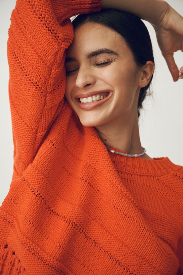 Maeve Textured-Stripe Pullover Crew-Neck Sweater #1