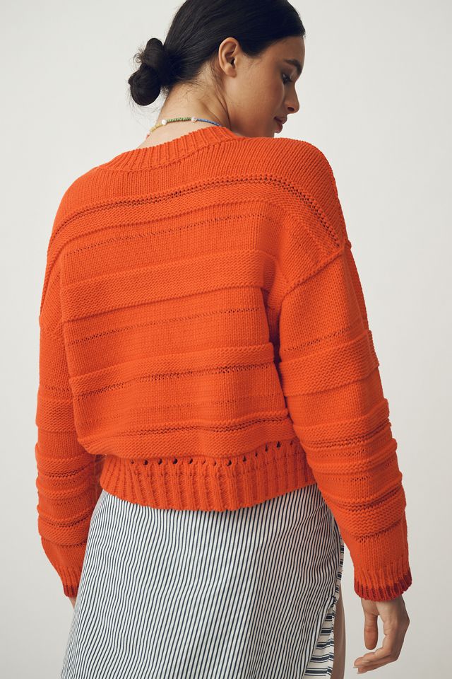 Maeve Textured-Stripe Pullover Crew-Neck Sweater #2