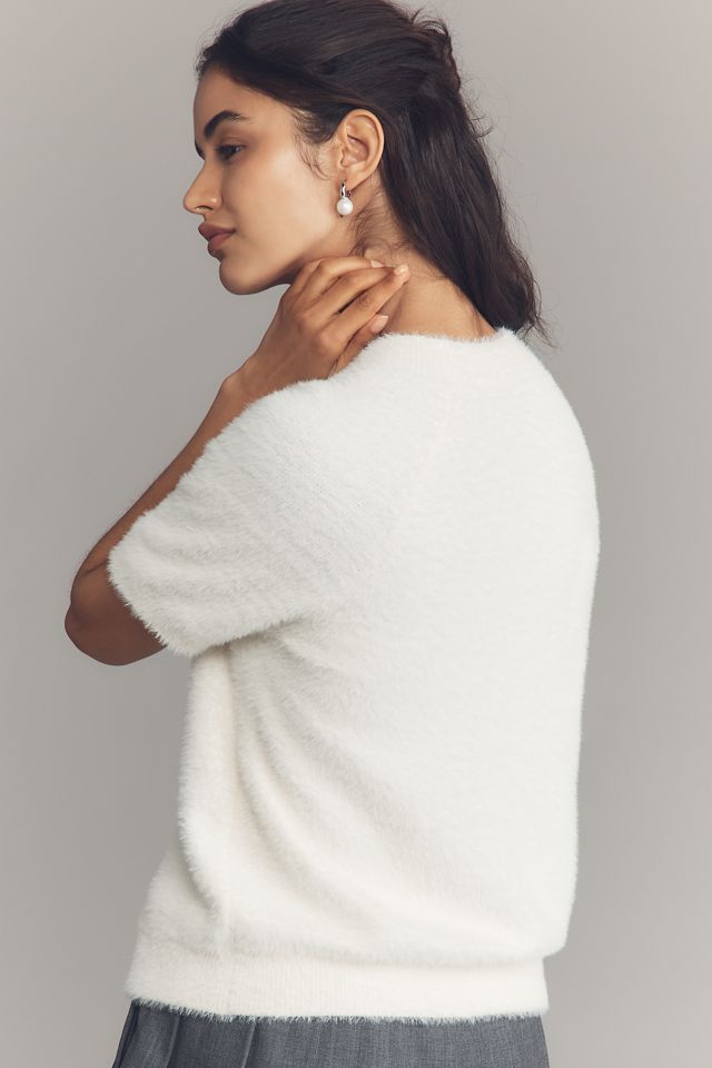 By Anthropologie Short-Sleeve Eyelash Cardigan Sweater #2