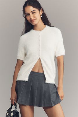 By Anthropologie Short-Sleeve Eyelash Cardigan Sweater