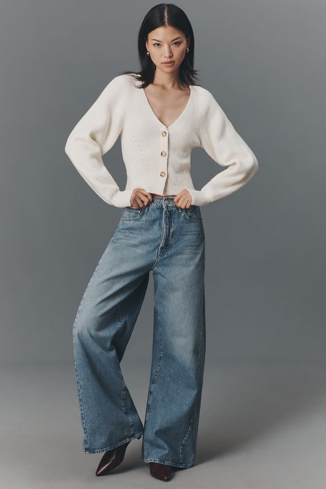 Pilcro Puff-Sleeve V-Neck Cardigan Sweater #1