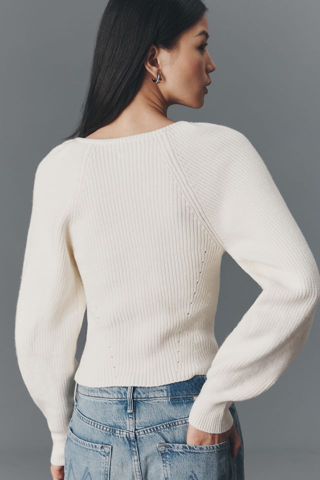 Pilcro Puff-Sleeve V-Neck Cardigan Sweater #3