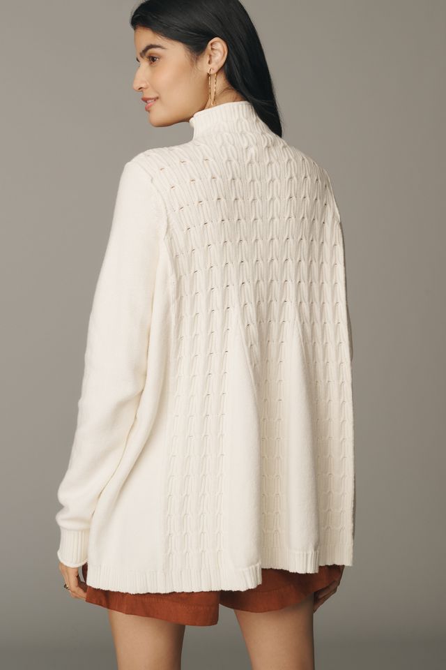Pilcro Mock-Neck Cable-Knit Long Swing Sweater #1