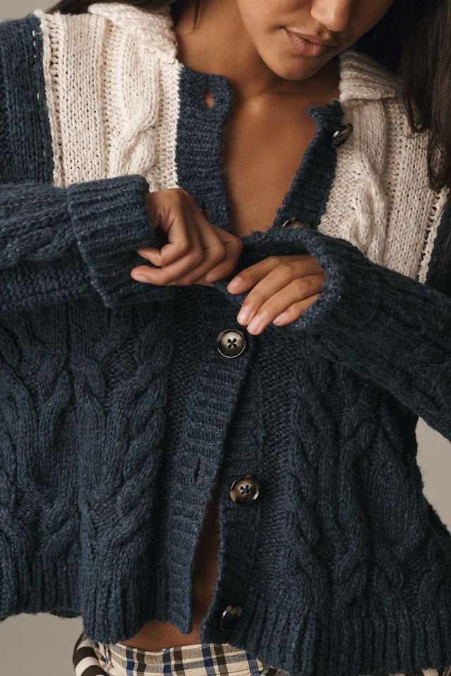 Pilcro Collared Cable-Knit Cardigan Sweater #2