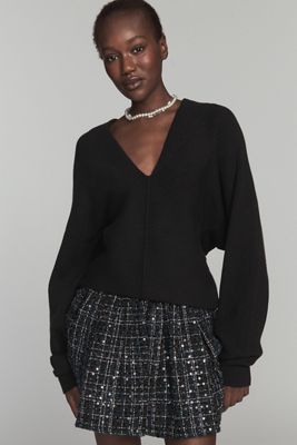Maeve Plunge-Neck Seamed Sweater