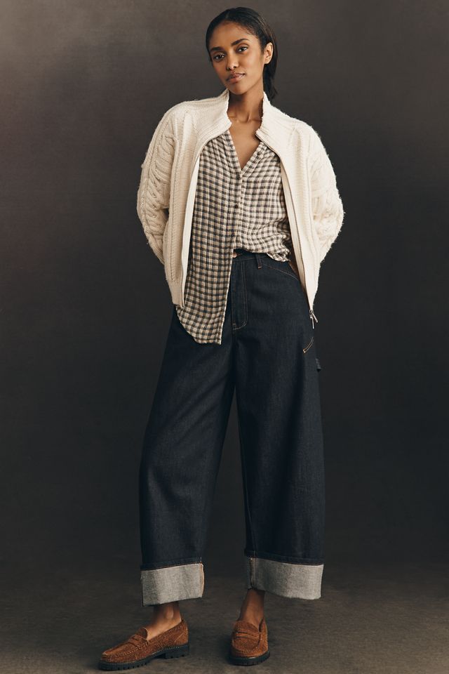 Pilcro Collared Cable-Knit Sweater | Anthropologie
