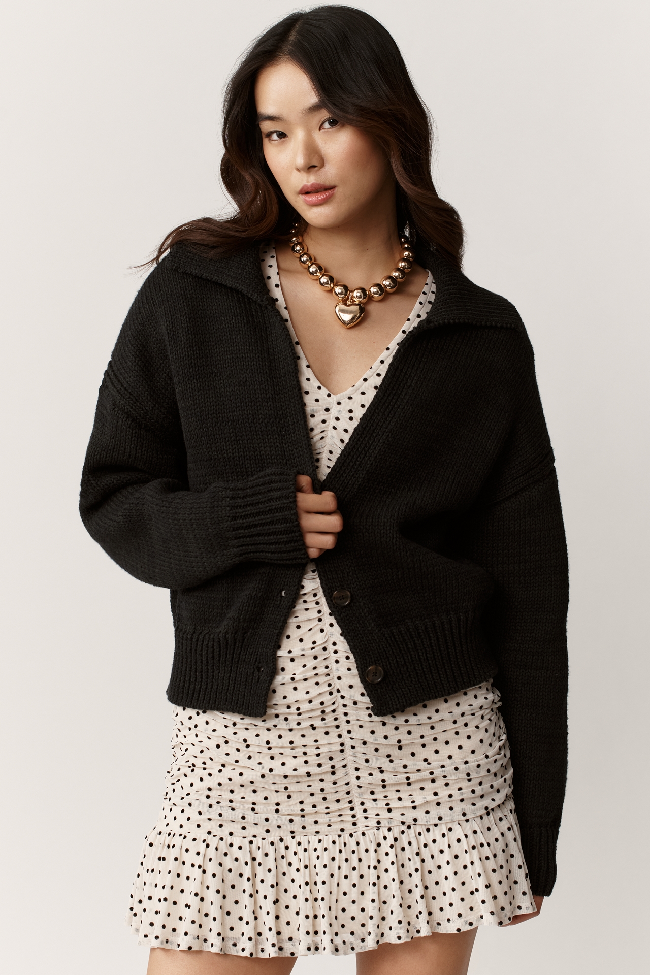 Maeve Collared V-Neck Cardigan Sweater