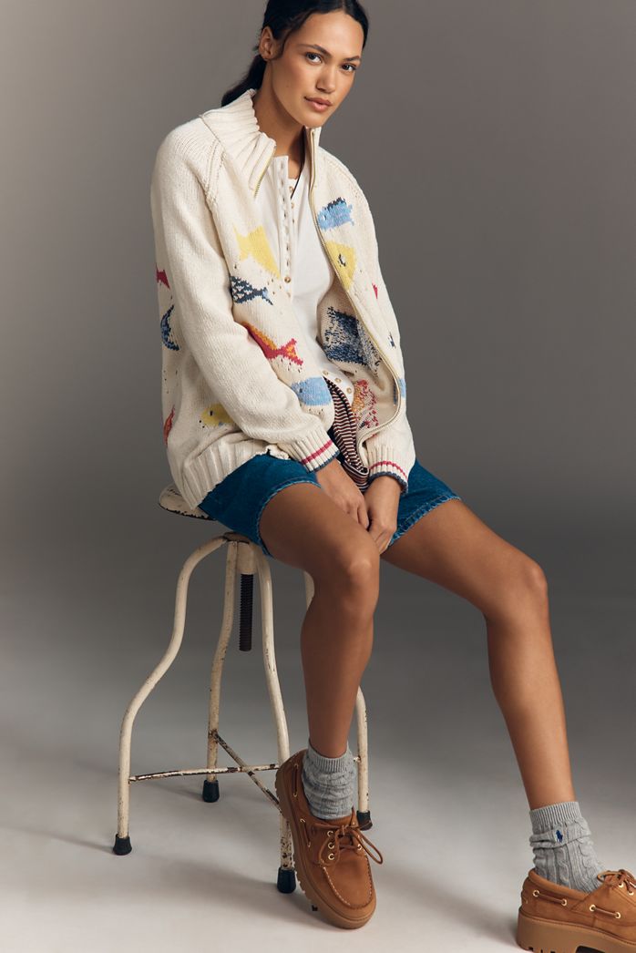 Pilcro Fish Icon Zip-Up Jumper