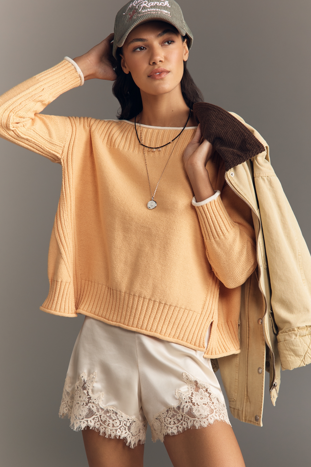 By Anthropologie Off-Shoulder Slouchy Pullover Top