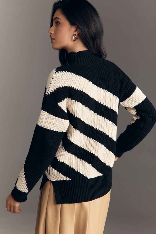 Maeve Long-Sleeve Diagonal Stripe Sweater #1