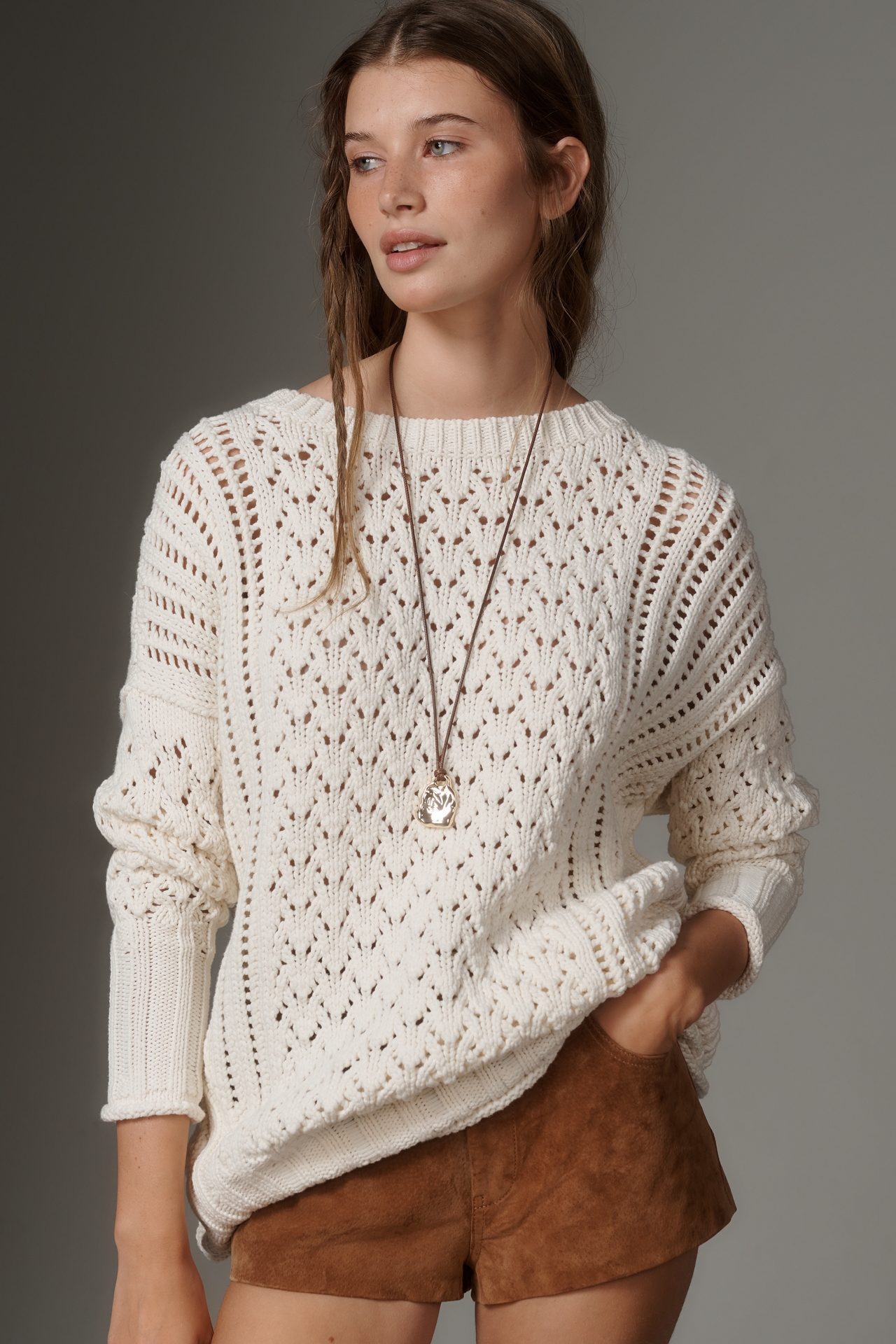 By Anthropologie Oversized Stitched Sweater