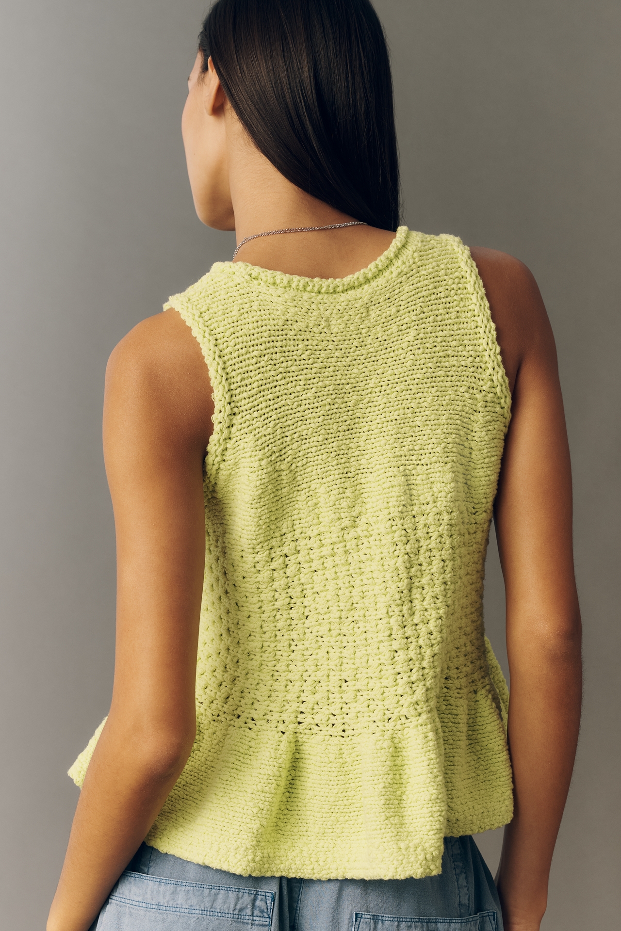 Pilcro Stitched Knit Peplum Tank