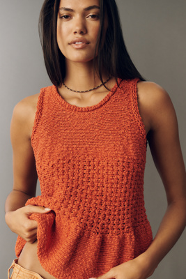 Pilcro Stitched Knit Peplum Tank