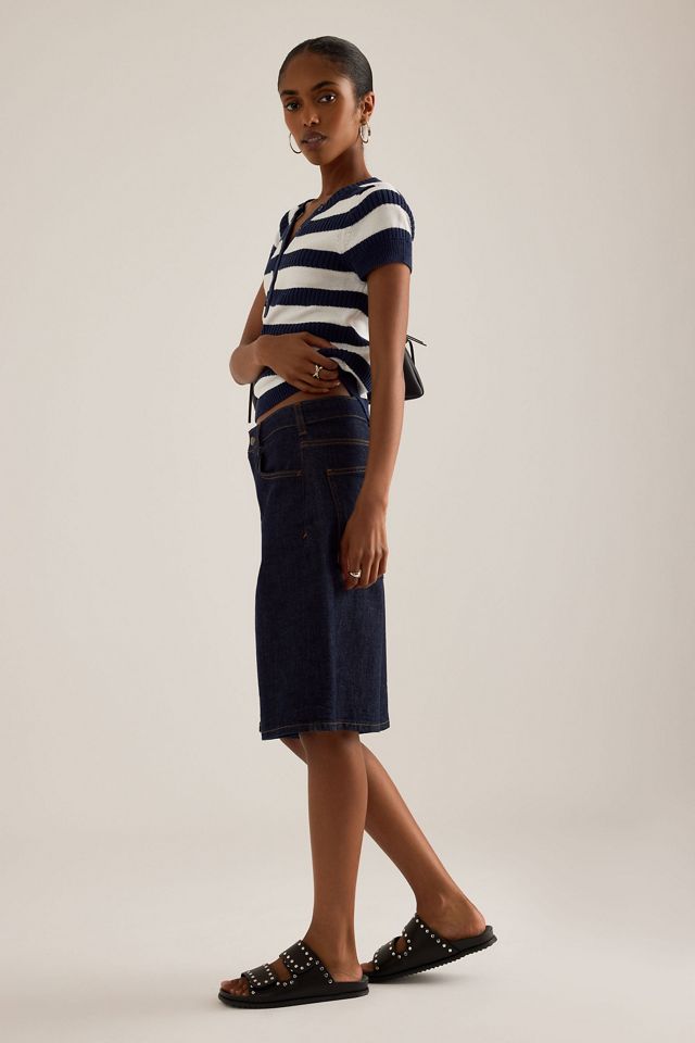 Maeve Crew-Neck Knit Henley Top #1