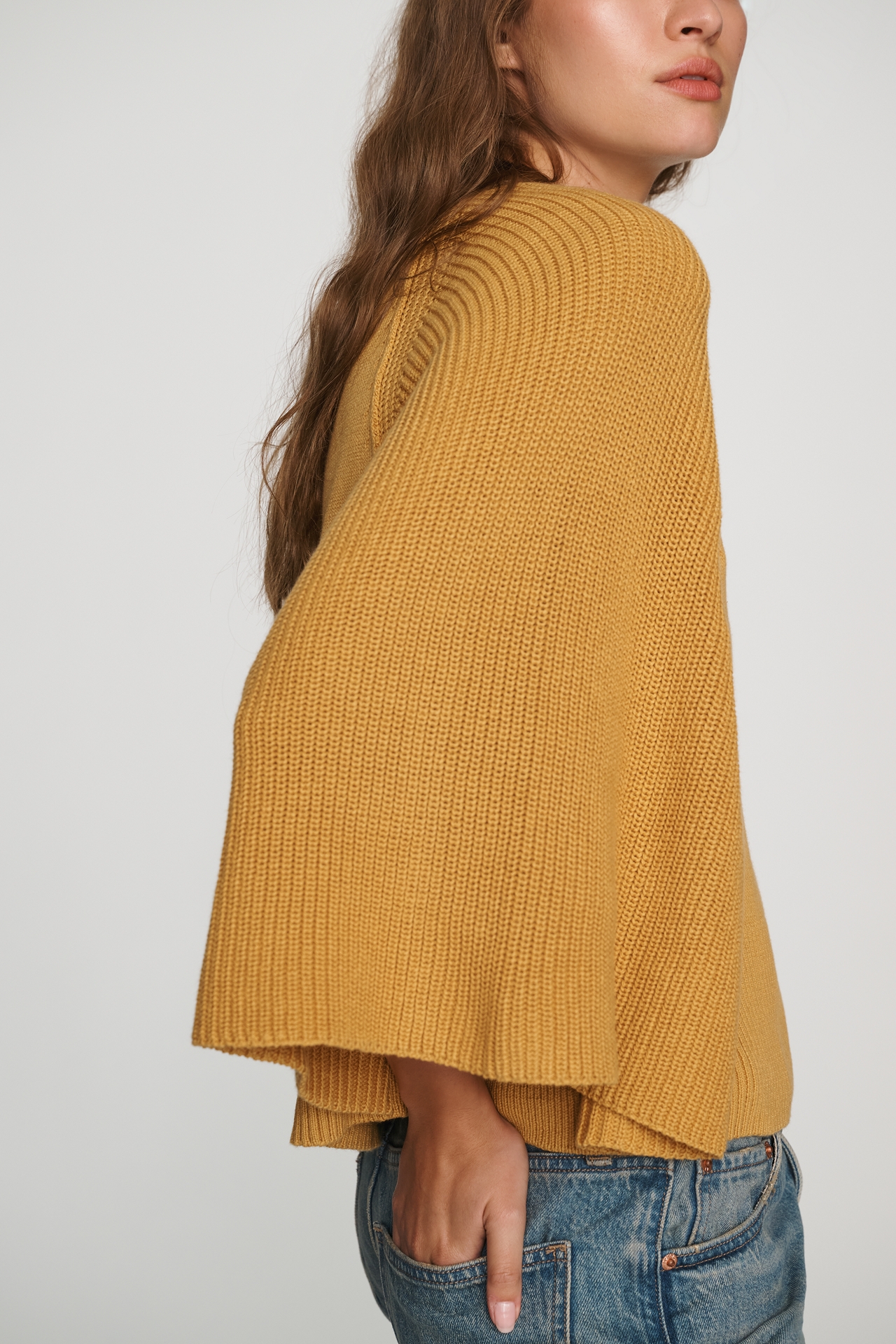 By Anthropologie Cotton Wool Cape Sweater