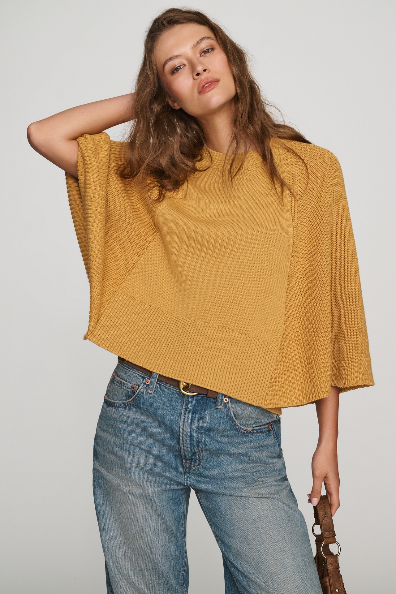 By Anthropologie Cotton Wool Cape Sweater