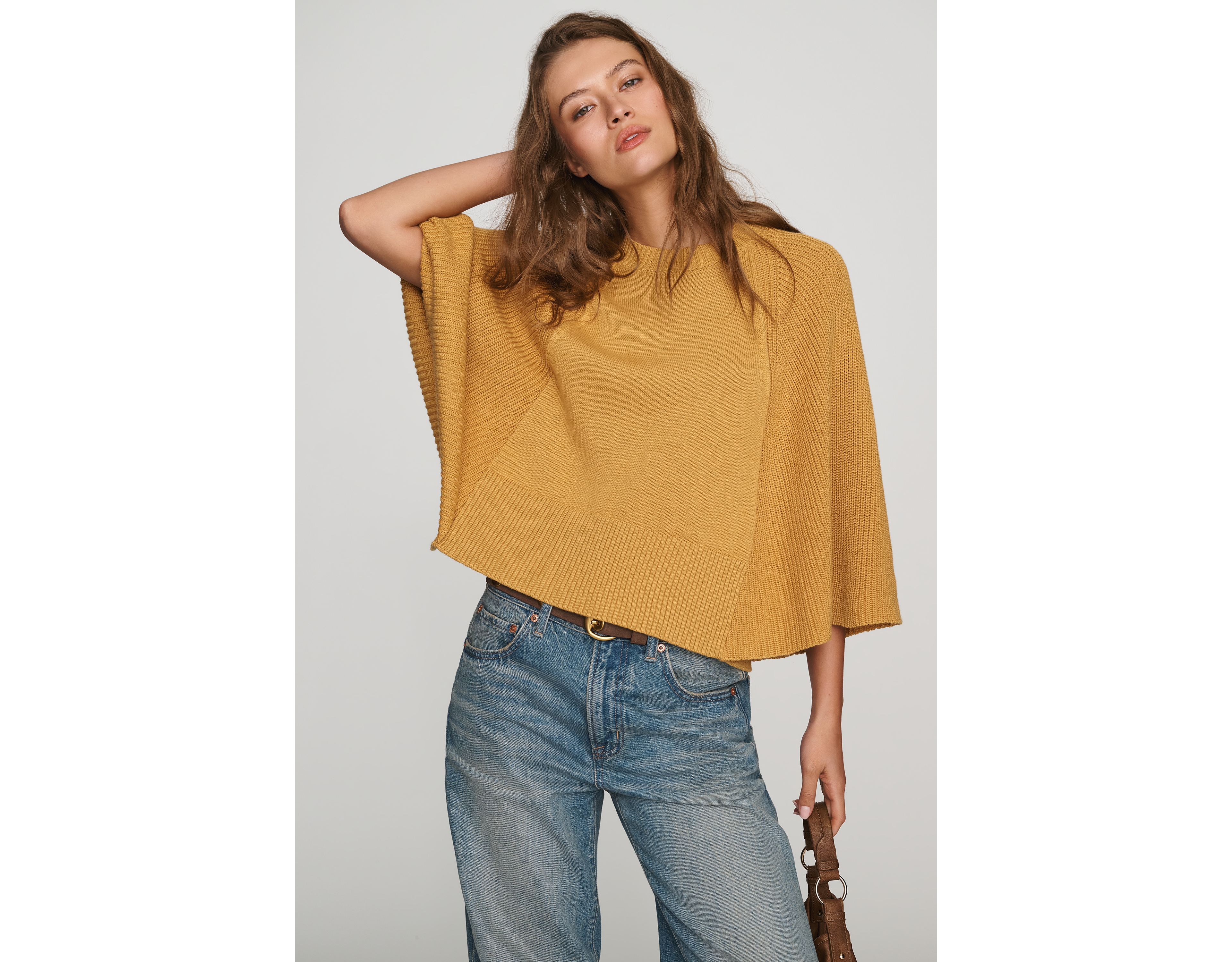By Anthropologie Cotton Wool Cape Sweater