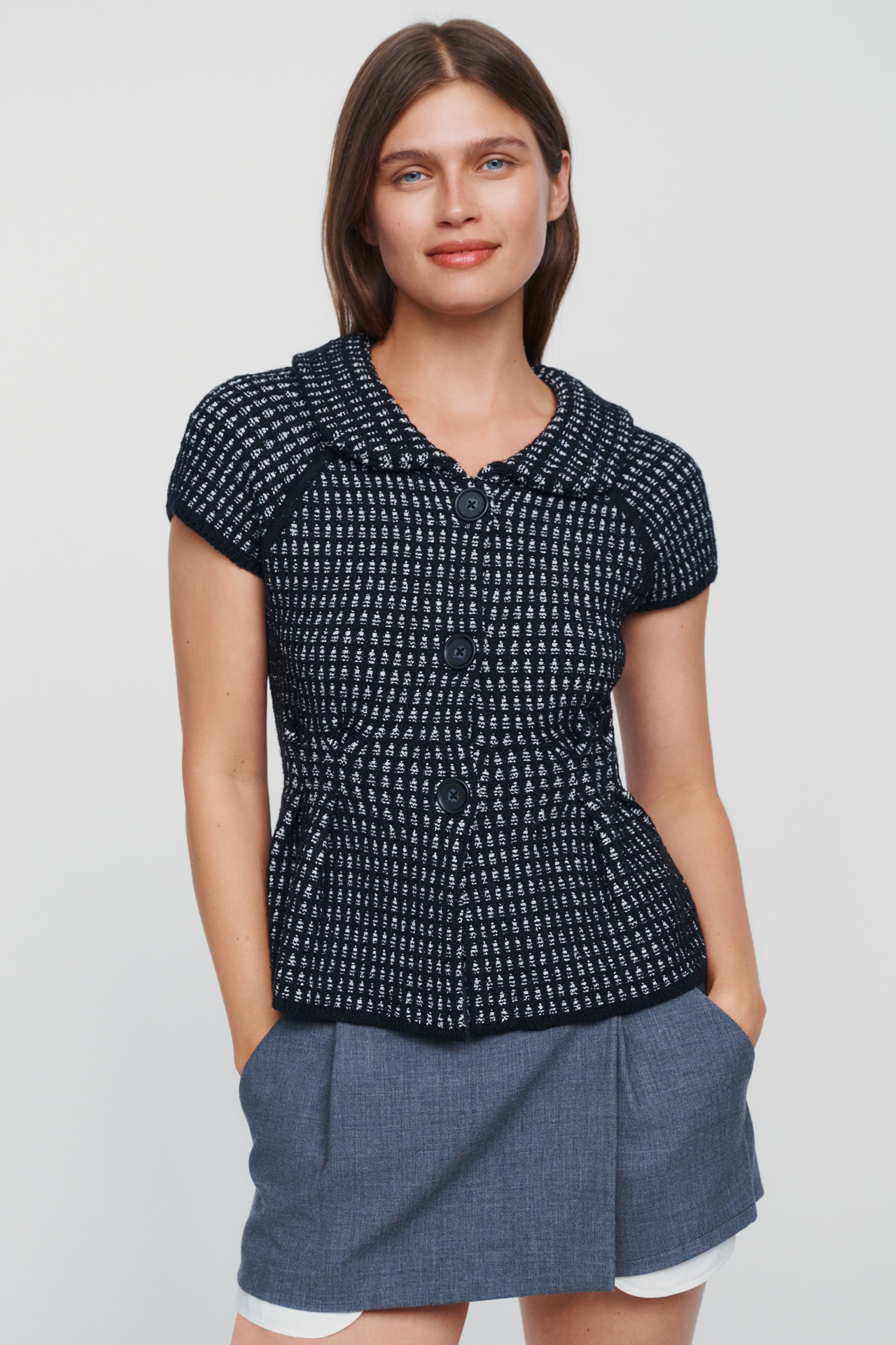 Maeve Short-Sleeve Peplum Sweater