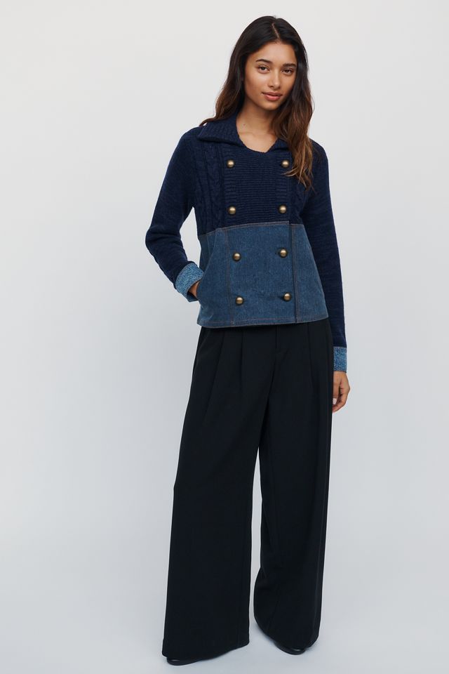 Maeve Cotton-Wool Blend Denim Cardigan #2
