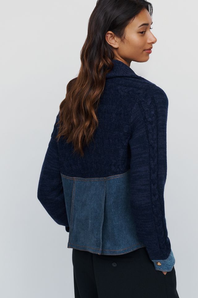 Maeve Cotton-Wool Blend Denim Cardigan #3